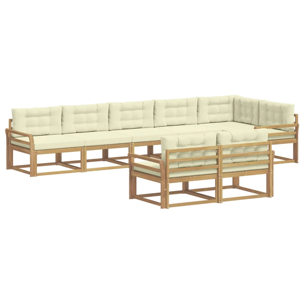 Set di divani da esterno 6 pz Bianco e Crema Poliestere 3386619