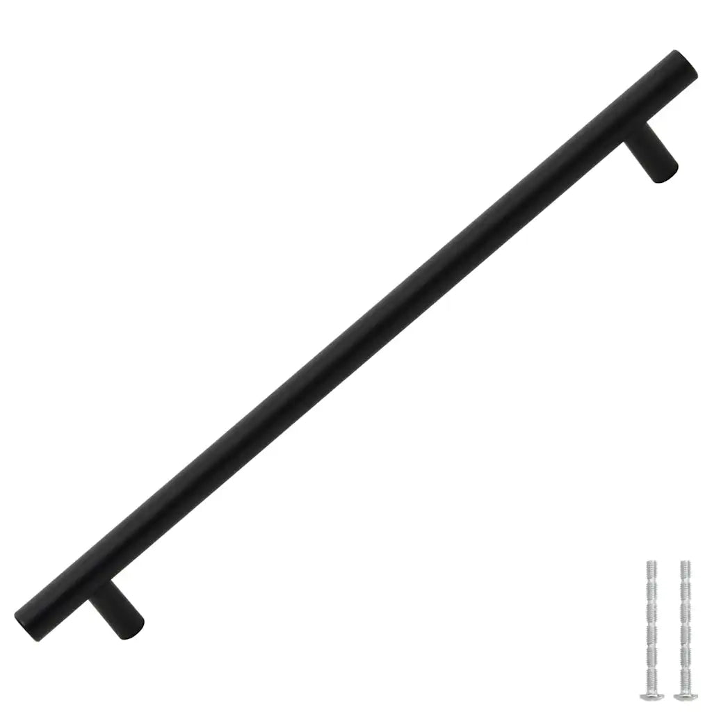 Poignées d'armoire 5 pcs noir 224 mm acier inoxydable