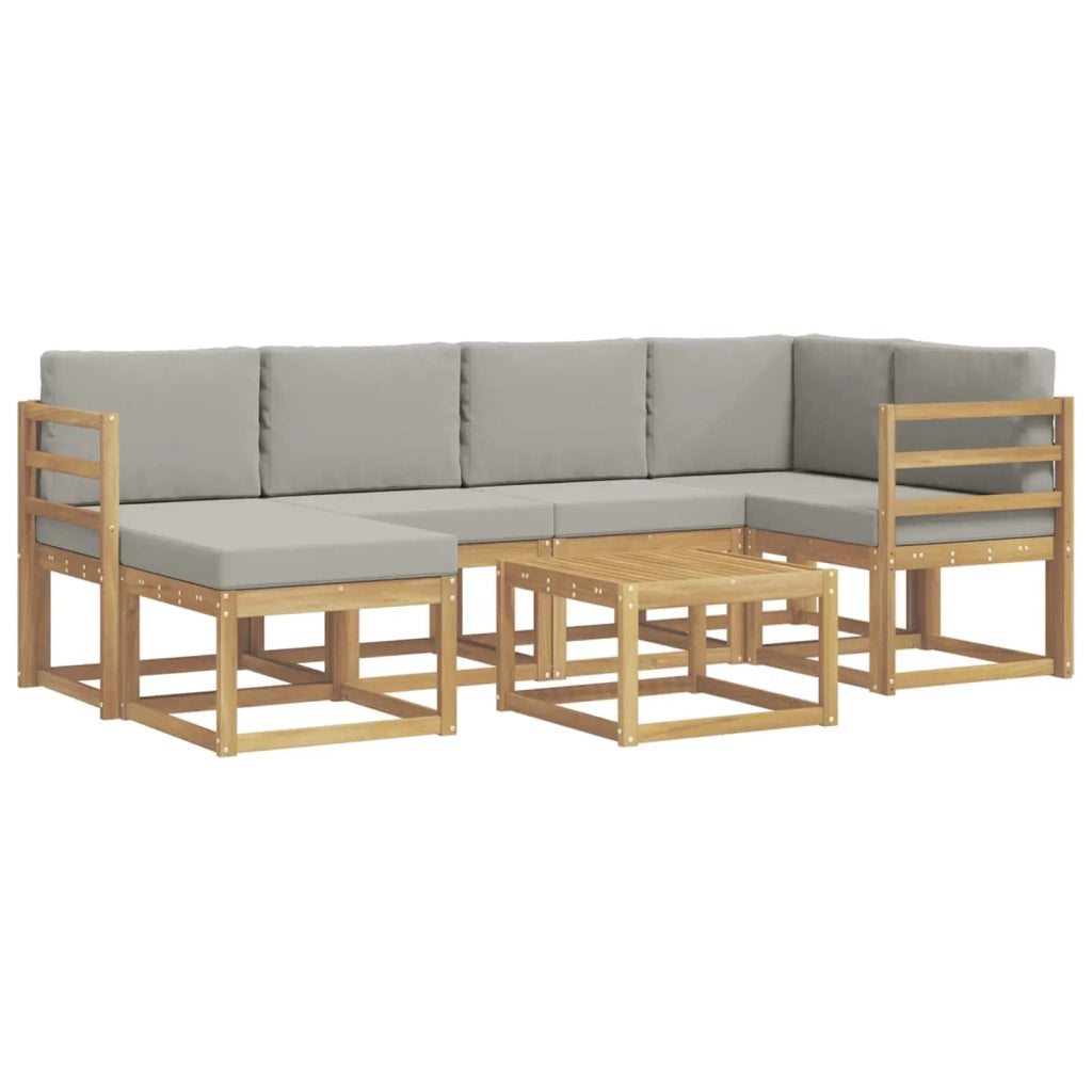Set di divani da esterno 7 pz Bianco e Grigio Chiaro 3387895