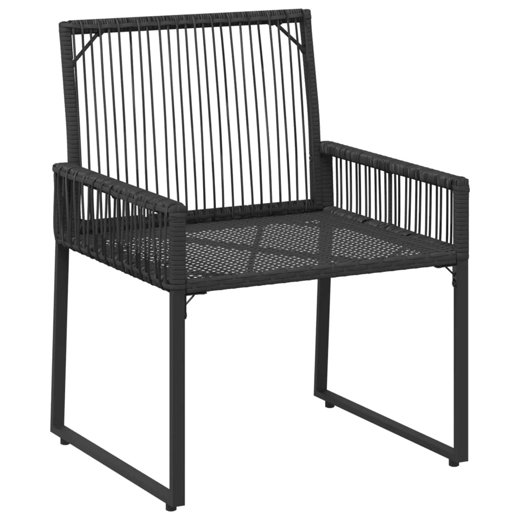 Set di Mobili da Esterno 7 pz | Set Salotto da Giardino Nero e Bianco Crema polyrattan