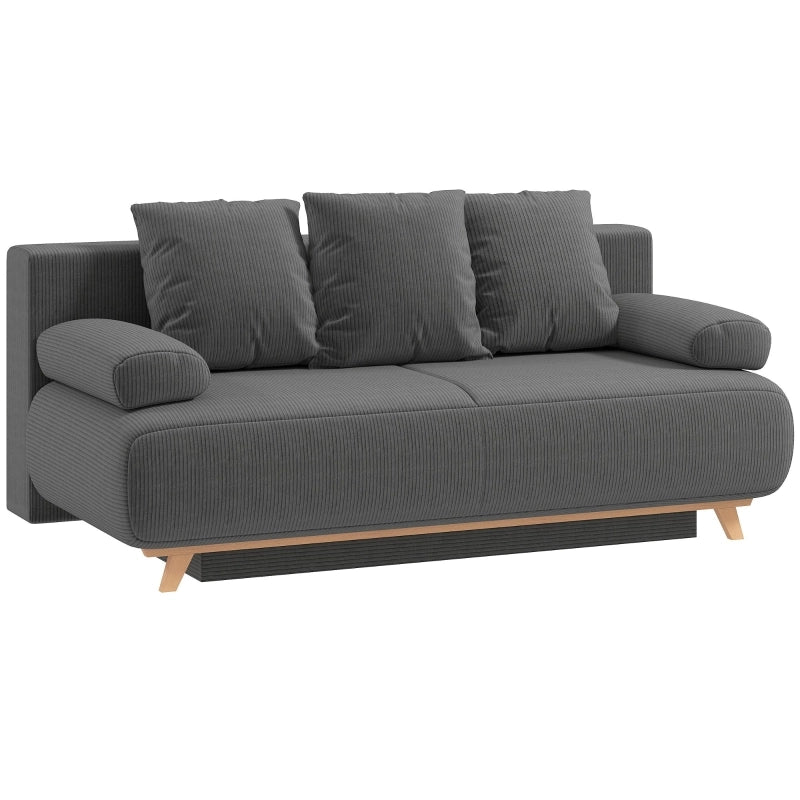 Divano letto 3 posti con contenitore in legno grigio