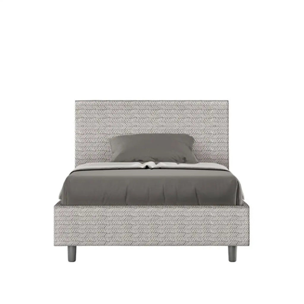 Letto una piazza e mezza con rete imbottito 120x190 tessuto Aragona 1 bianco Adele