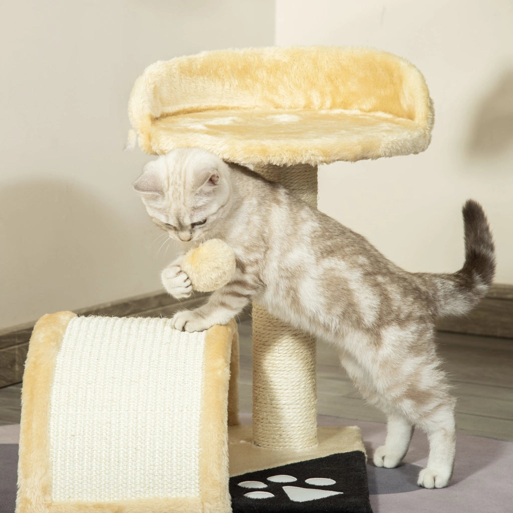 Albero Tiragraffi per Gatti per Gioco e Relax 36x36x44 cm Beige
