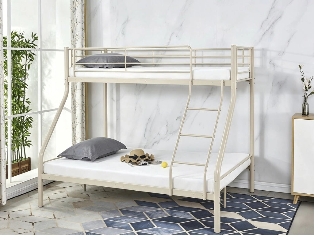 Letto a castello con rete inclusa in metallo "Leo" - 90/140 x 190 cm - Taupe