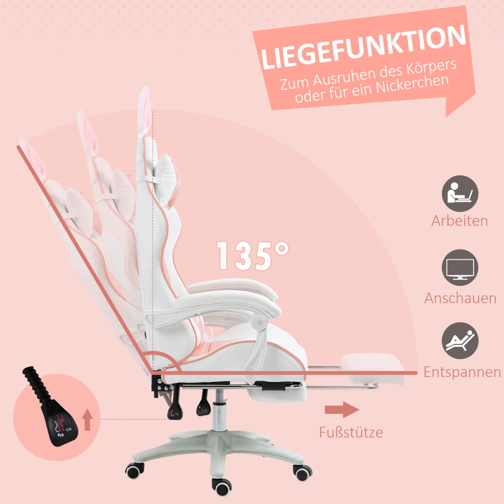 Sedia Gaming Ergonomica con Supporto Lombare e Cuscini ¨C Zephmum ¨C Rosa