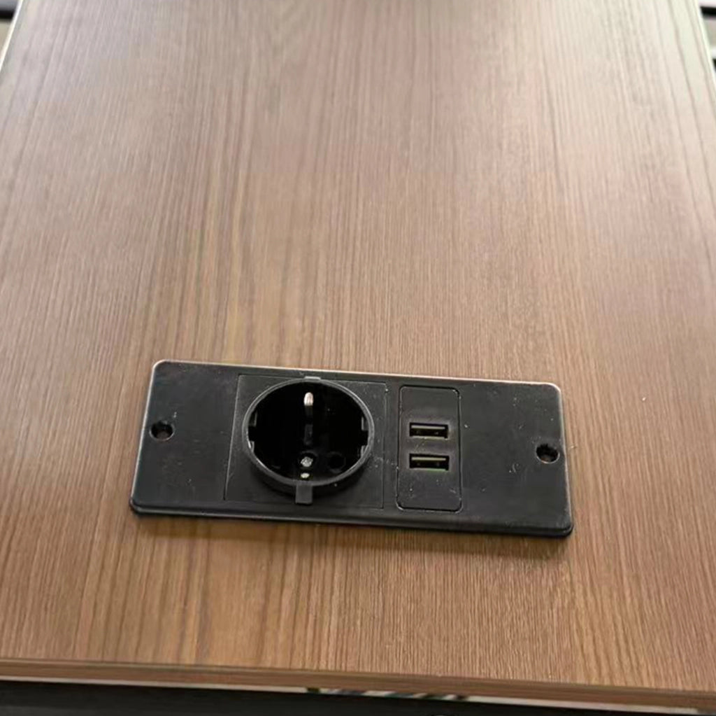 Letto a castello triplo 90x200 cm nero con LED, scrivania, scala contenitore e USB