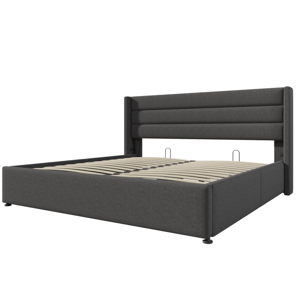 Letto contenitore matrimoniale 140x200 grigio