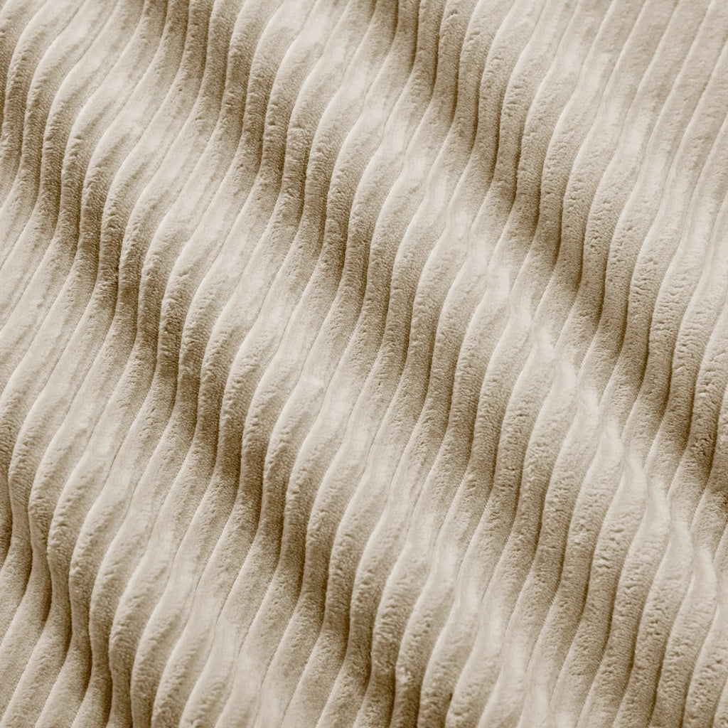 Divano Modulare a U in Velluto a Coste ¨C MINIMAL ¨C Beige, Braccioli Extra, Imbottito