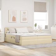 Letto con Contenitore Crema 180 x 200 cm Pelle Sintetica