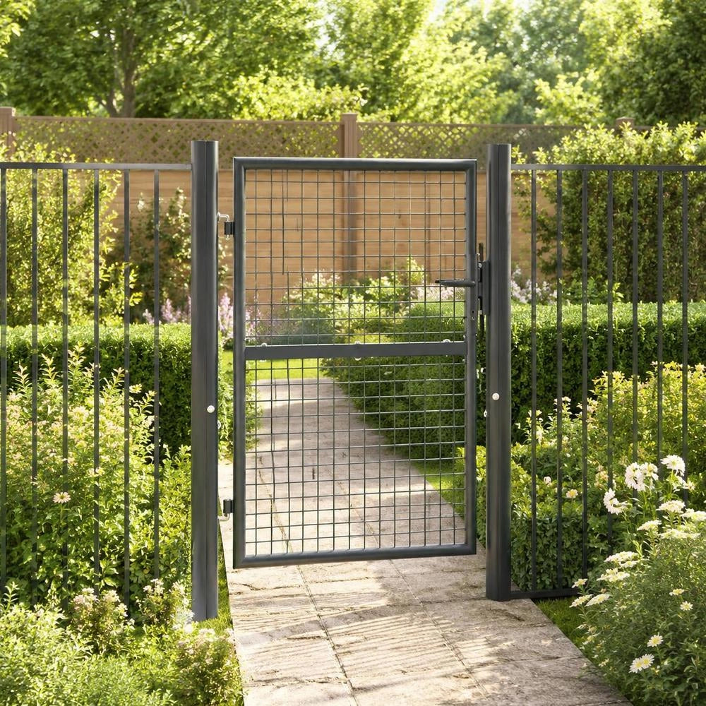 Grid Garden Gate, Galvanized Steel, 100 X 125 Cm, Grey