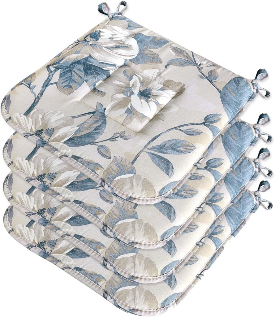 Set 4 Cuscini Sedia Cotone Con Lacci Lavabili Morbidi Universali Coprisedia Shabby Chic Vintage