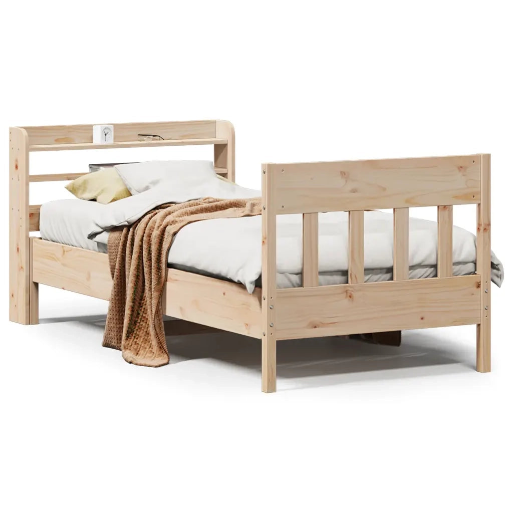 Letto senza Materasso-Struttura Letto 75x190 cm in Legno Massello Pino 109160