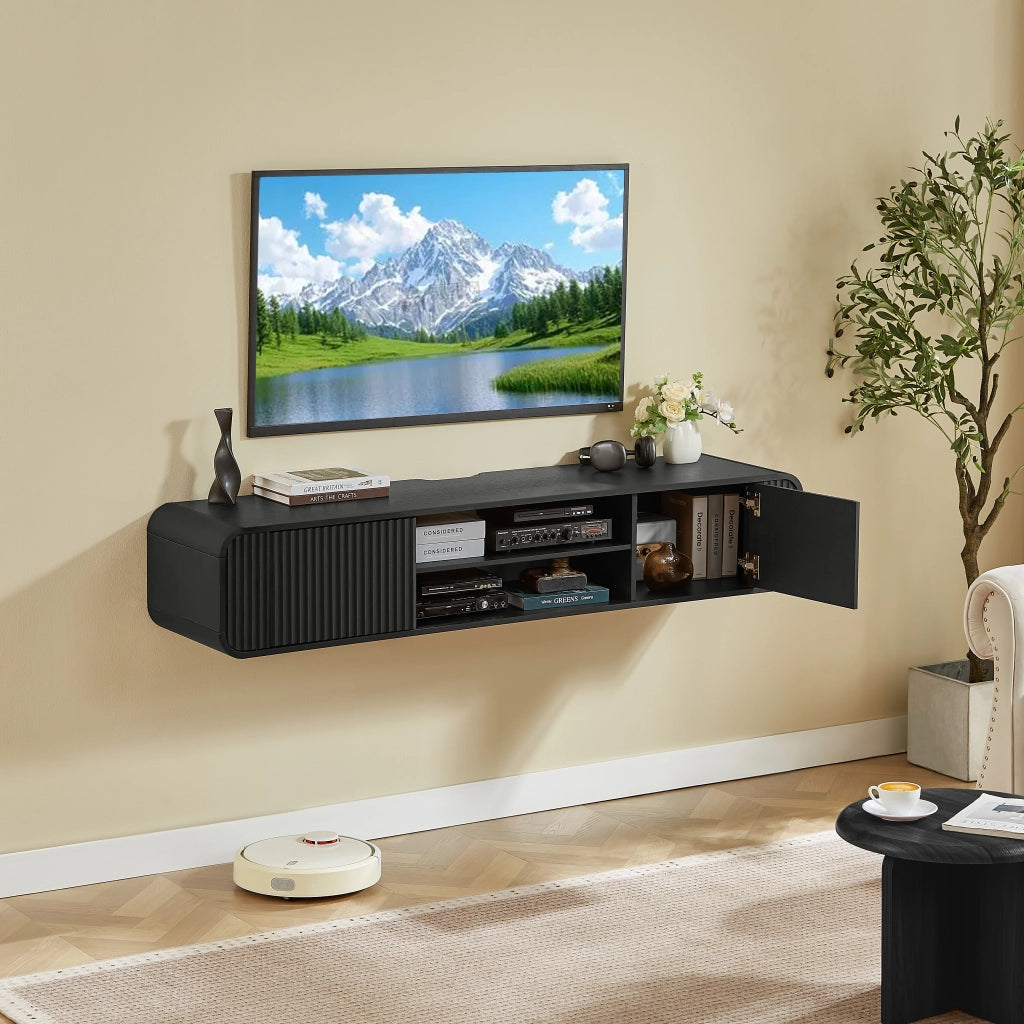 Mobile TV sospeso da parete nero 160 cm