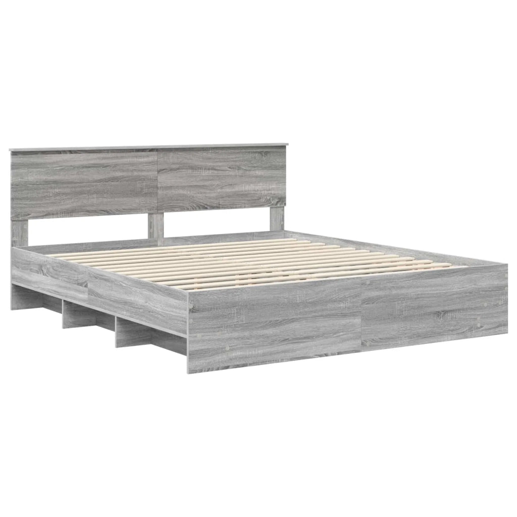 Letto matrimoniale | Letto per adulti | Struttura del letto con testiera Grigio Sonoma 180 x 200 cm