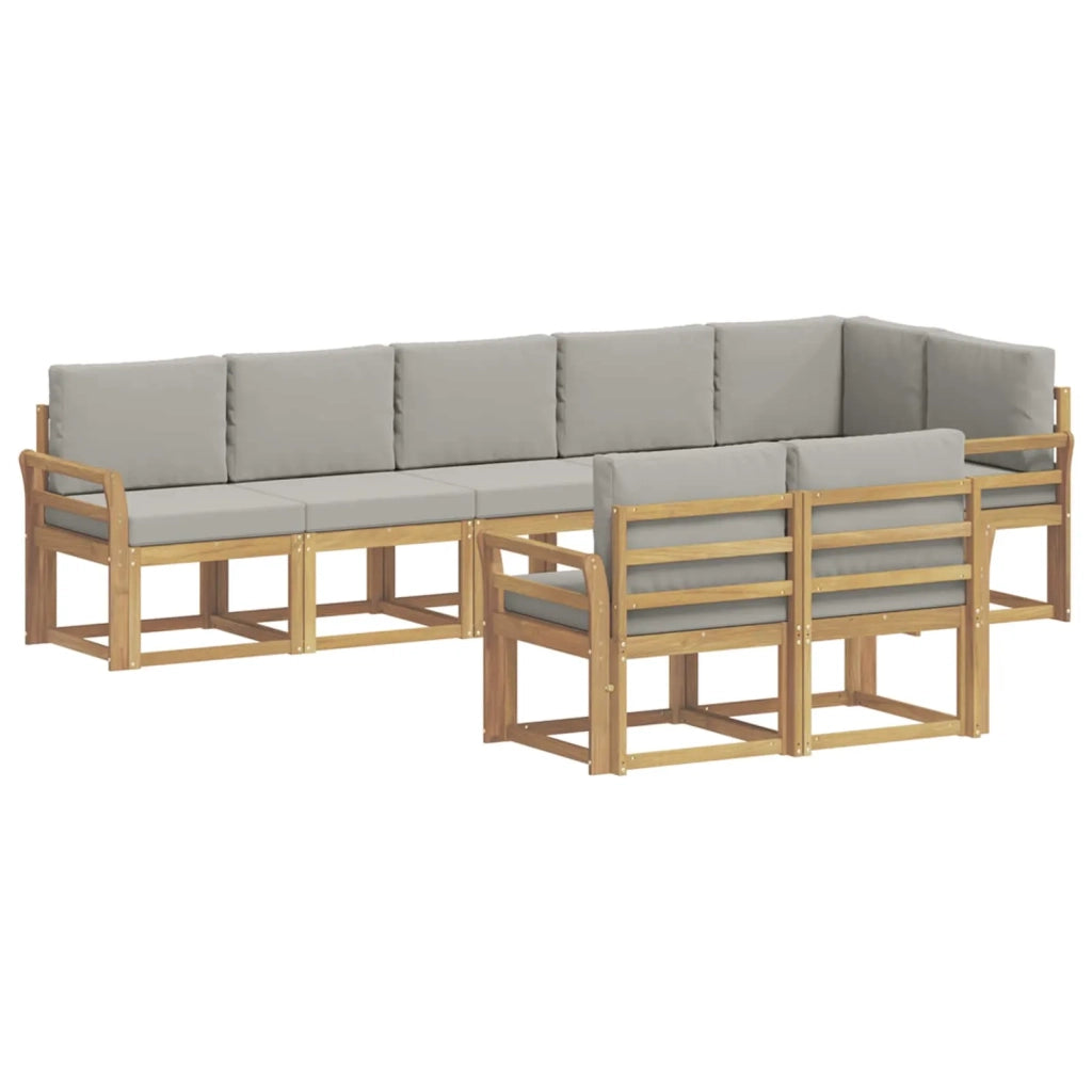 Set di divani da esterno 8 pz Bianco e Grigio Chiaro 3387805
