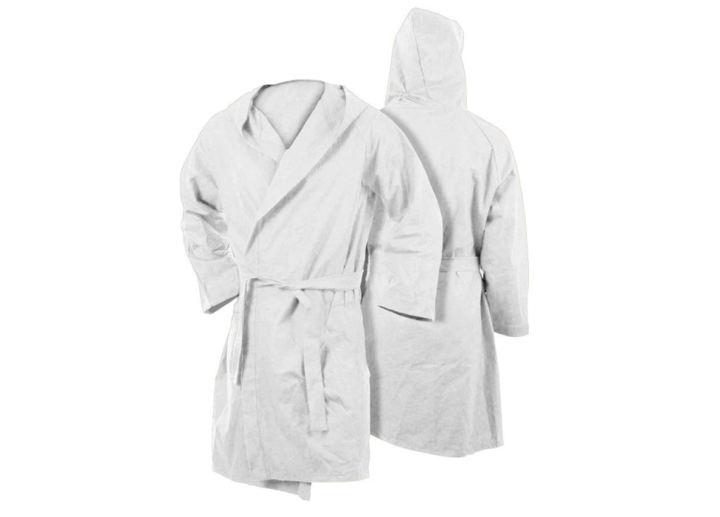 Accappatoio Con Cappuccio In Microfibra Taglia Adulto Unisex In Tinta Unita - L - Bianco