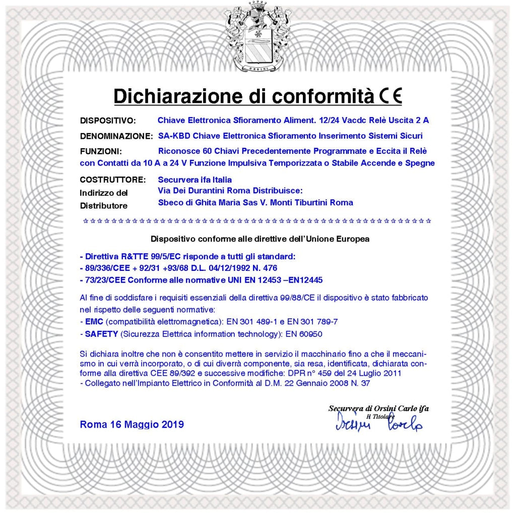 Chiave Elettronica Induttiva Kit Elaboratore C408 Lettore da Pannello 3 Chiavi Programmabili Codice di Sicurezza 64 Bit 3 Miliardi di Combinazioni Sistema RFID 12/28 Vac Relè 10A 24V x Portachiavi