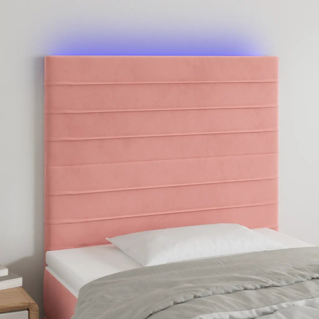 Testiera | Testata a LED Rosa 90x5x118/128 cm in Velluto
