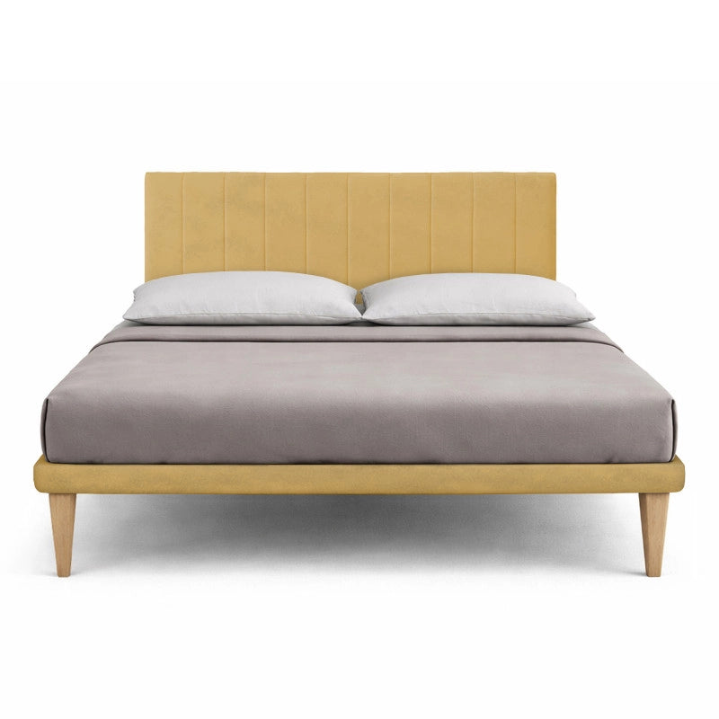 Letto imbottito Matrimoniale 180x200 cm Vertical - Con rete,Microfibra,Ocra