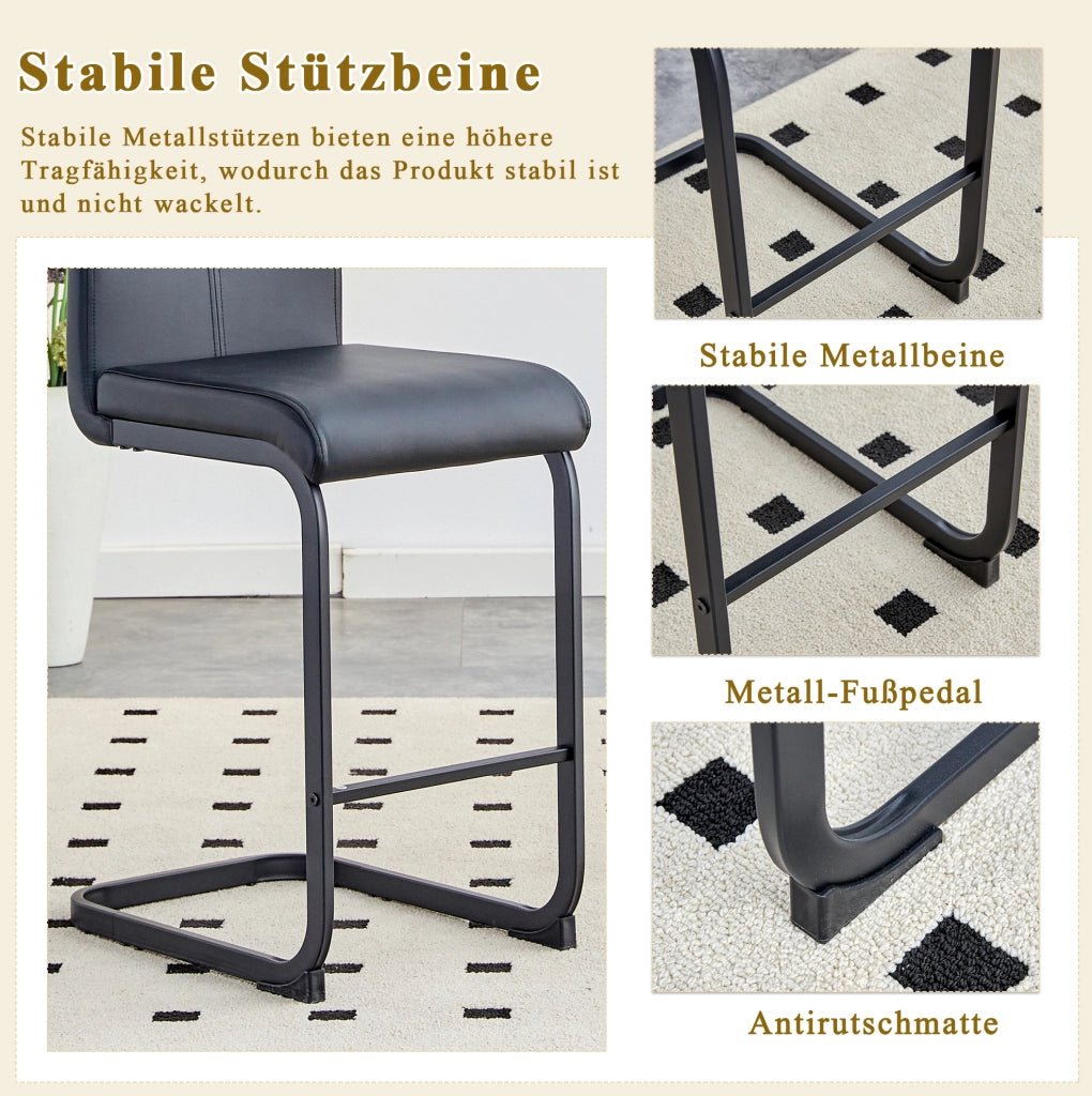 SGABELLO ALTO Set da 2 pezzi 96,5 cm Nero PU e metallo