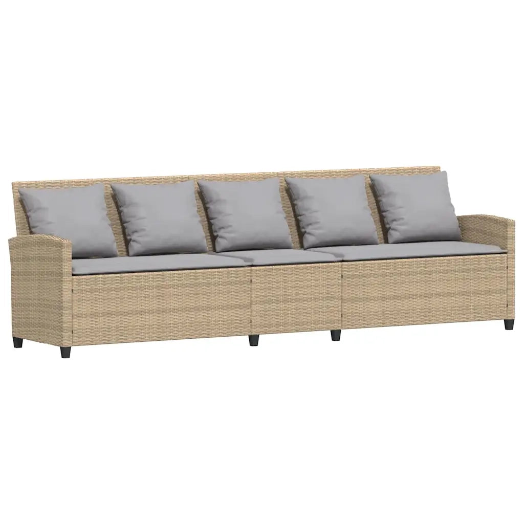 Divano da Giardino con Cuscini in Polyrattan Beige