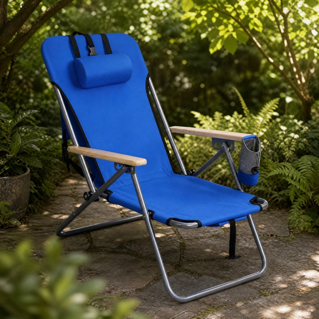 SEDIA PIEGHEVOLE RECLINABILE 4 POSIZIONI 69x56x80 cm BLU