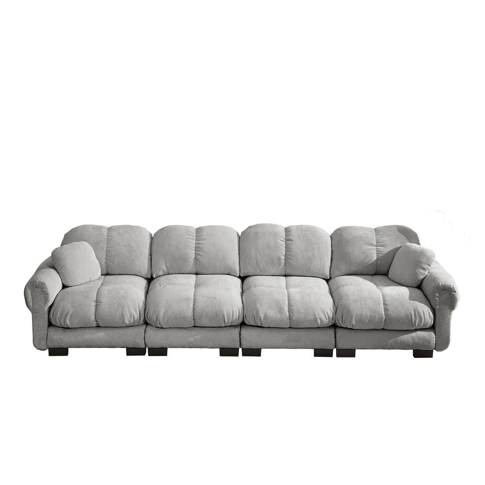 Divano ¨C Minimal ¨C Grigio chiaro tessuto trapuntato con cuscini imbottiti