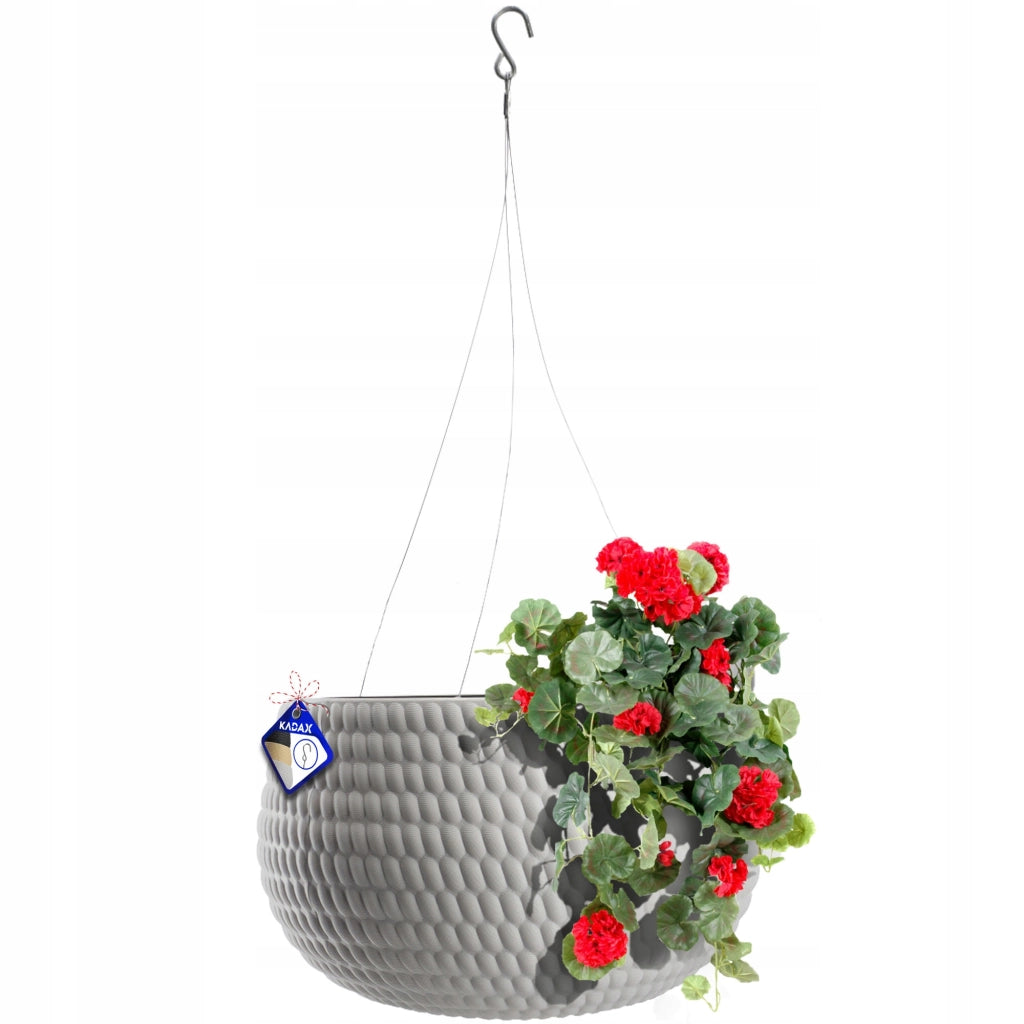 Vaso da fiori KADAX con inserto, rotondo, sospeso, per balcone o terrazzo, grigio, 29,5 cm.