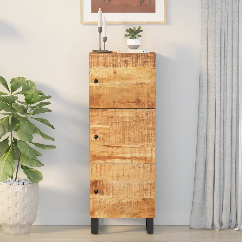 Credenza con 3 Ante 40x33x110 cm Legno Massello Mango e Ferro 352929
