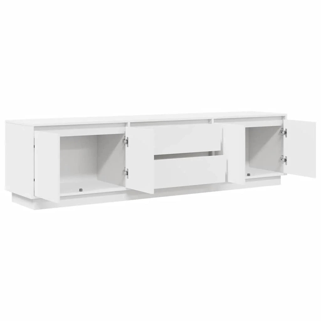 Porta TV con luci LED 193,5 x 41 x 50 cm pratico spazio portaoggetti design moderno in legno multistrato bianco 02_0055838