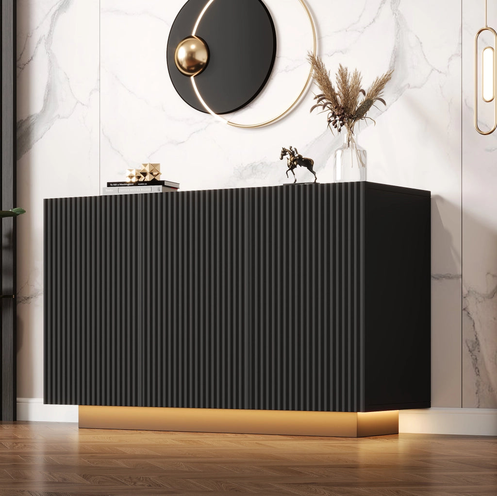 Sideboard LED 120 cm nero in MDF con controllo Bluetooth