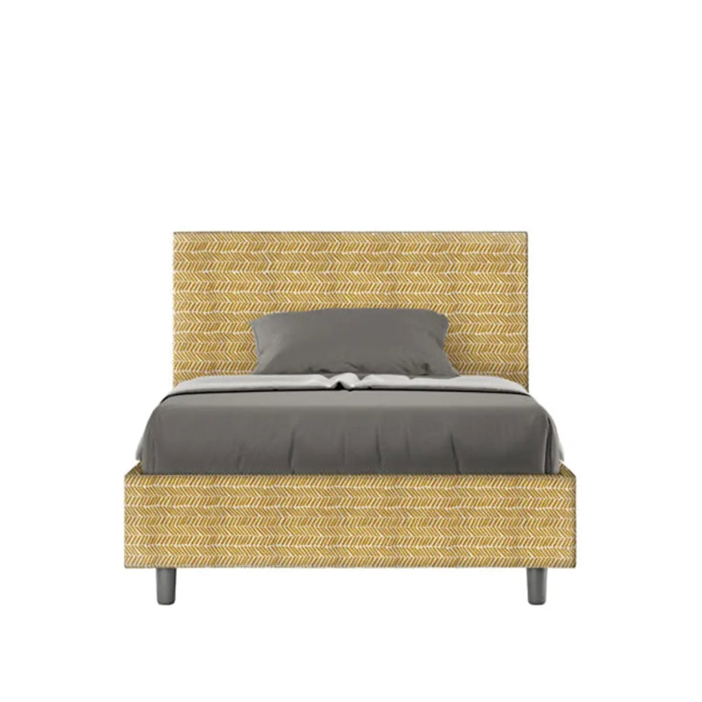 Letto una piazza e mezza con rete imbottito 120x190 tessuto Aragona 3 giallo Adele