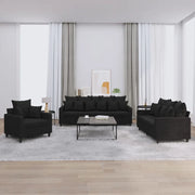 Set di Divani 3 pz con Cuscini Nero in Velluto