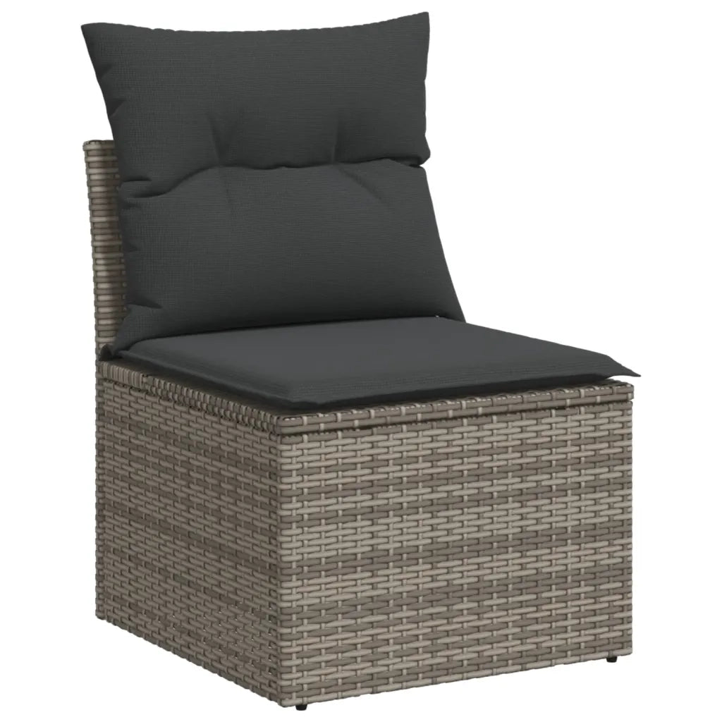 Set Divano da Giardino 9 pz con Cuscini Grigio in Polyrattan 3225535