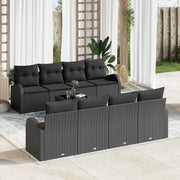 Set Divano da Giardino con archiviazione 9 pcs Nero polyrattan