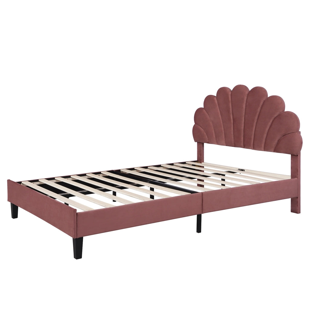 Letto Imbottito Matrimoniale con Testiera ¨C MINIMAL ¨C Velluto Rosso 140x200