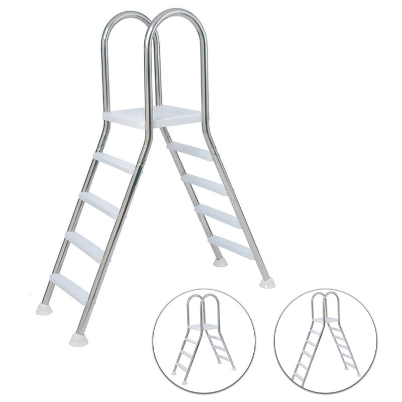 Scaletta PONTE in acciaio Inox 304L per piscine fuori terra Configurazione: 5 Gradini