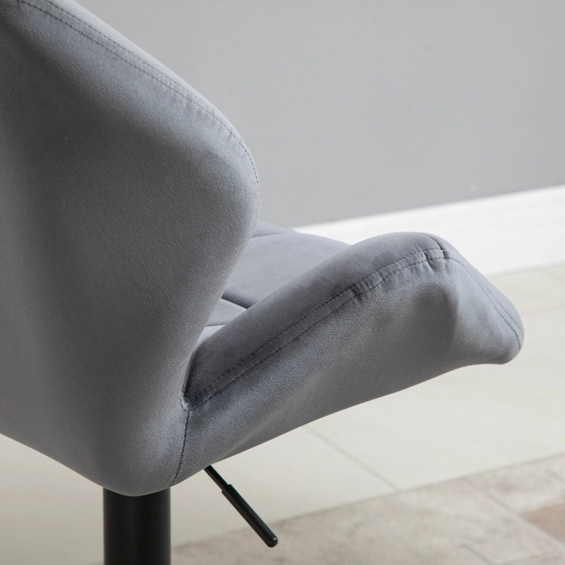 Sgabelli da bar set da 2 regolabili in altezza con seduta imbottita schienale girevole a 360° in poliestere grigio