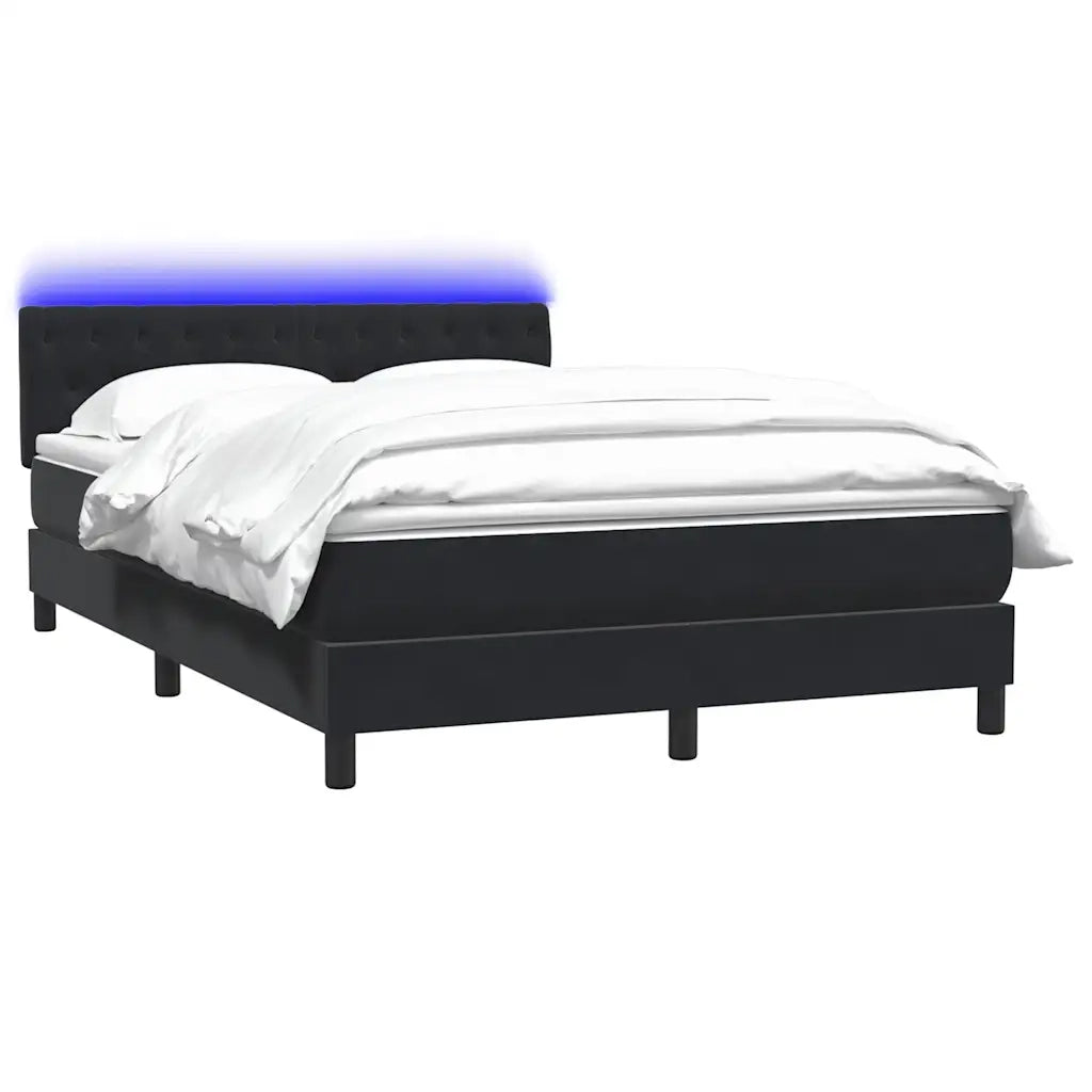 Letto a Molle con Materasso e LED Nero 160x210 cm in Velluto 3317177
