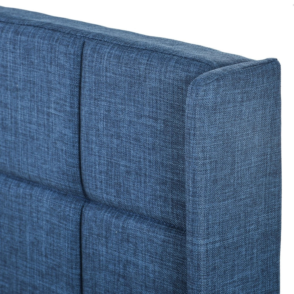 Letto imbottito matrimoniale con rete a doghe ¨C Minimal ¨C Blu lino 140x200 cm