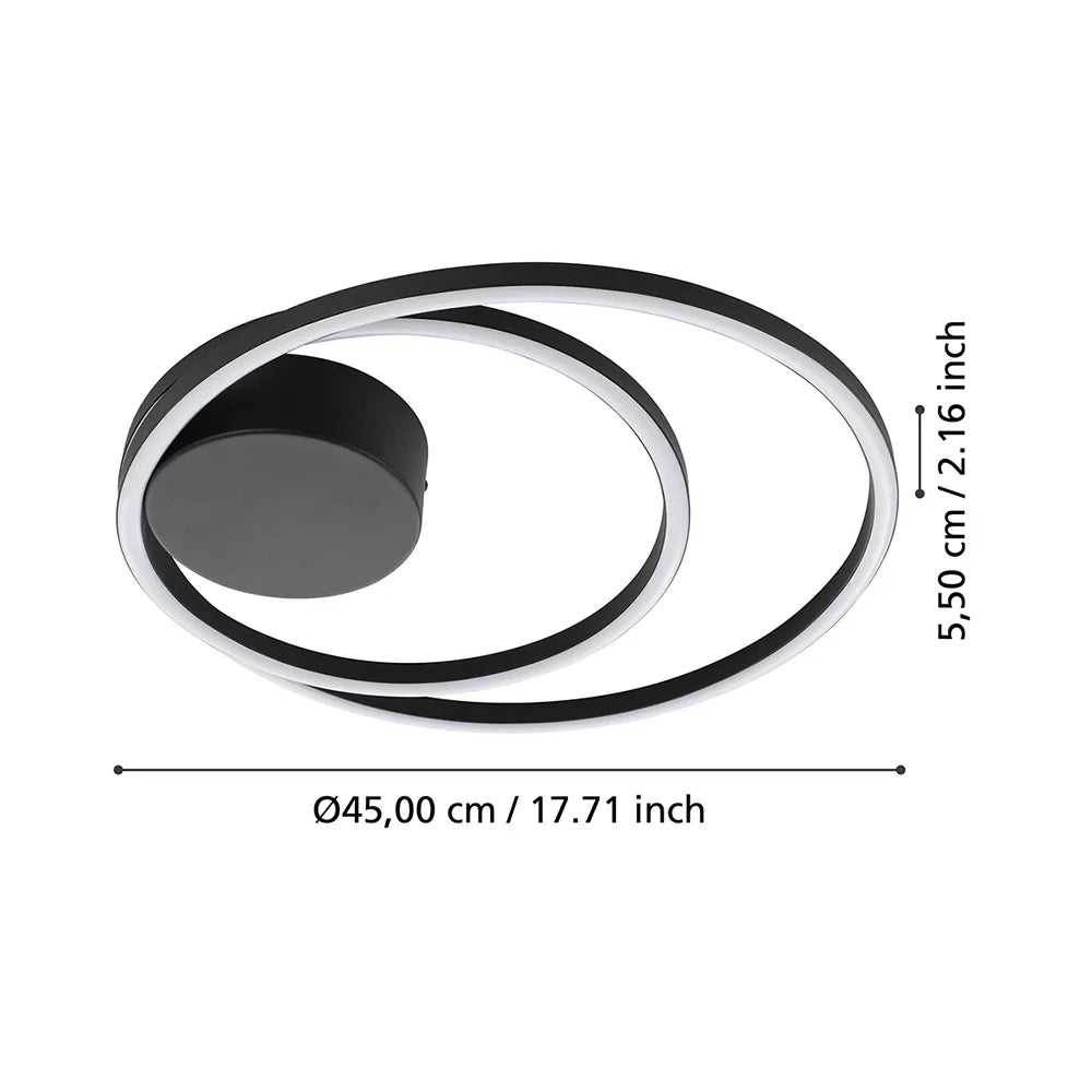 Plafoniera Moderna Ruotale Led Alluminio Nero
