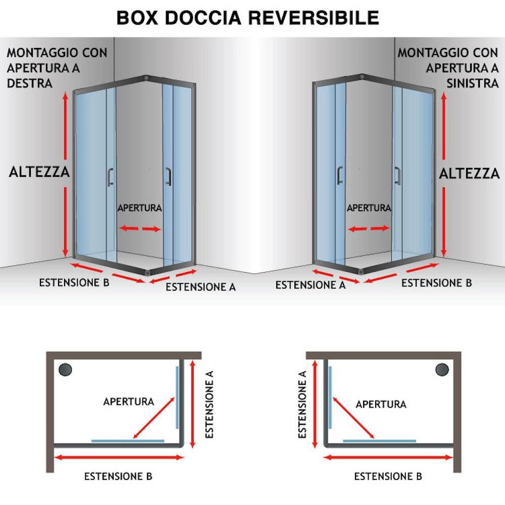 Box Doccia Angolare 90x120 cm 1 Anta Scorrevole in Cristallo Opaco 6mm H198 Fosterberg Viborg Duo