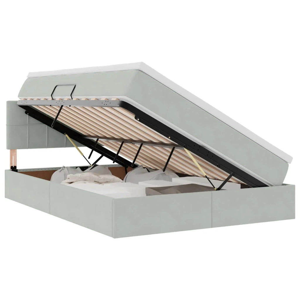 Letto con Contenitore Grigio chiaro 140 x 200 cm Velluto