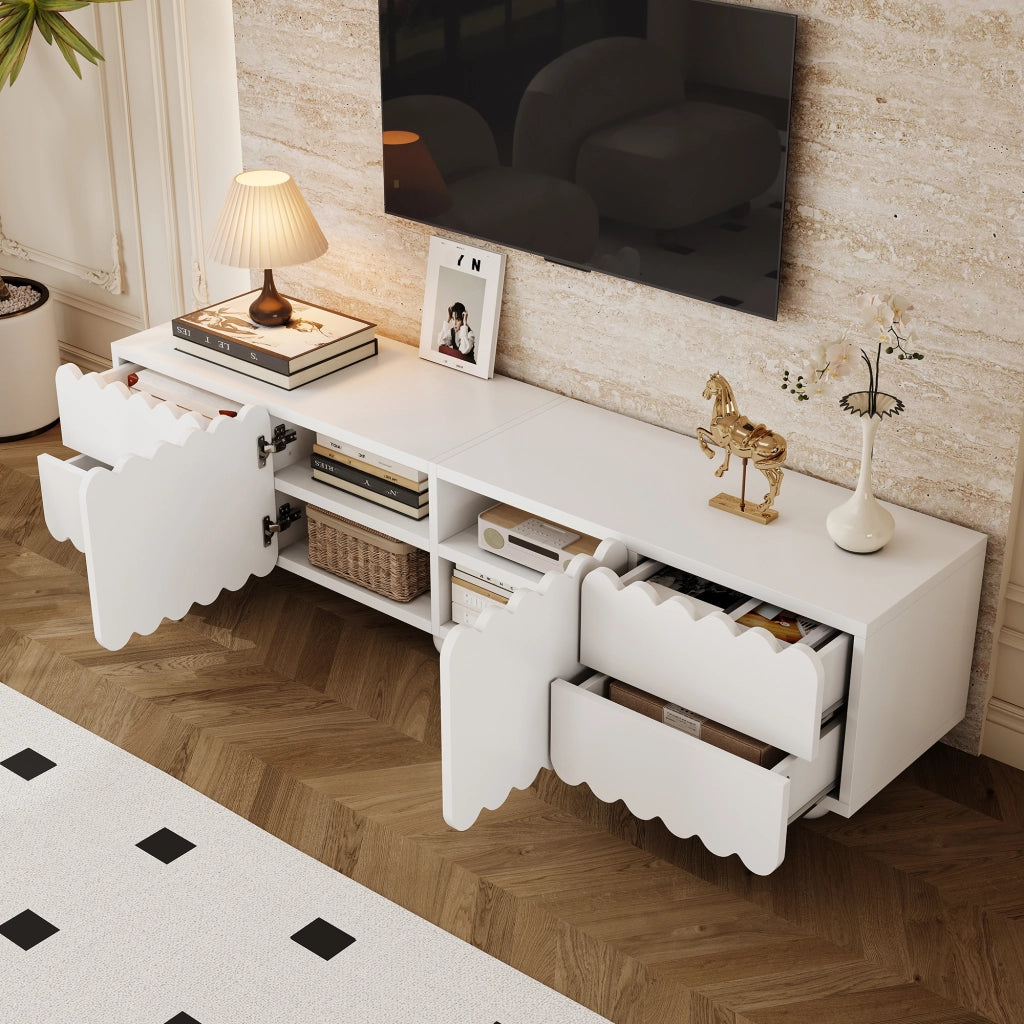 Mobile porta tv 175 cm bianco con ante e cassetti