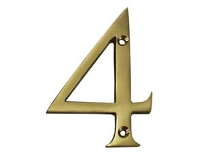 NUMERO CIVICO 4 INGLESE IN OTTONE LUCIDO - 5 pezzi