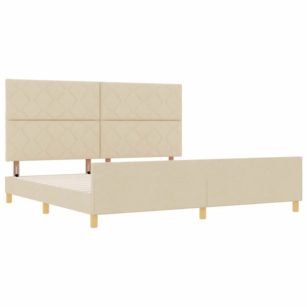 Struttura del letto con testiera Crema 200 x 200 cm Tessuto 3344835