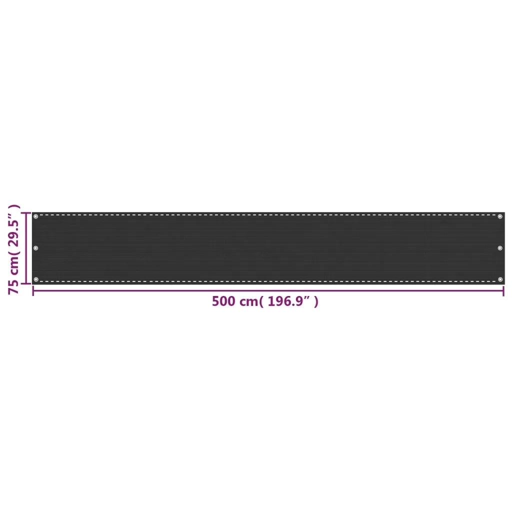 Schermo da balcone | Paravento da Balcone HDPE 75x500 cm Antracite
