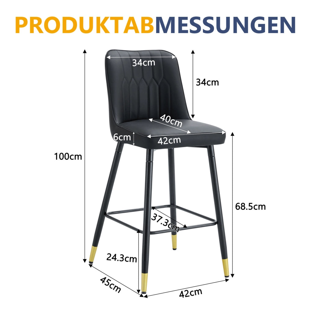 SGABELLI ALTI Set da 2 pezzi 100 cm PU nero e metallo