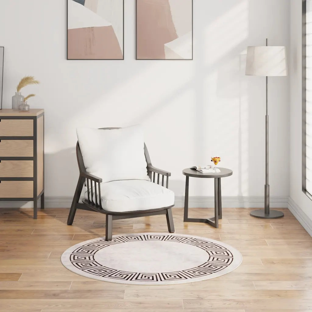 Tappeto Lavabile φ120 cm Beige Chiaro 337951