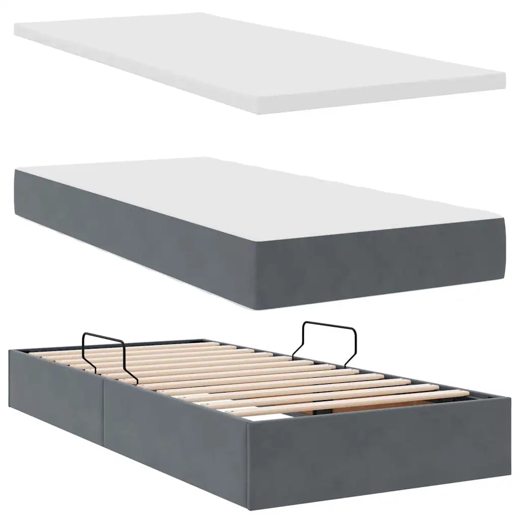 Letto con Contenitore Grigio scuro 90 x 200 cm Velluto 3370672